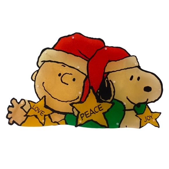 Peanuts Snoopy Charlie Brown Lighted Sculpture Christmas Window Decor Glittery. - Picture 5 of 12